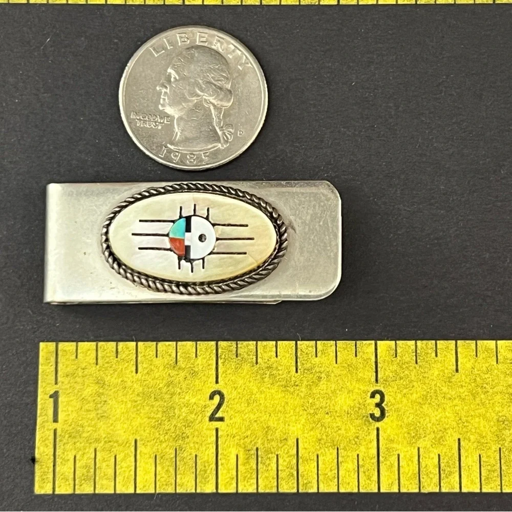 Vintage Native American Zuni Sunface Money Clip